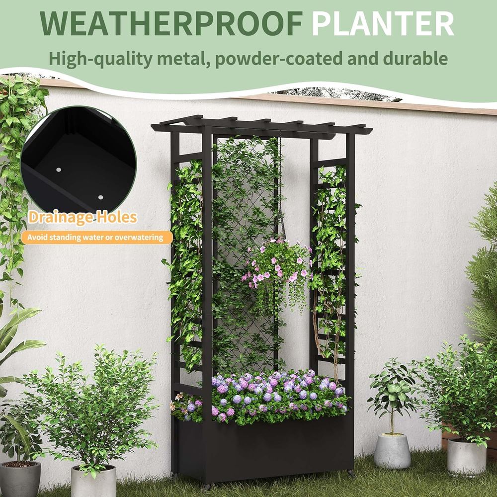 Elevated Garden Bed with Trell - Hanging Planter Basket 评论和价格