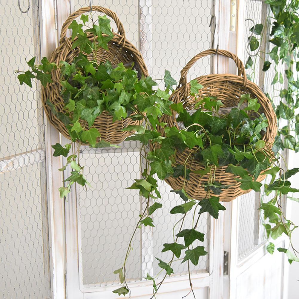 Hand Made Wicker Rattan Flower - Hanging Planter Basket 评论和价格